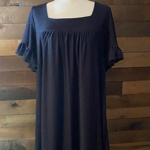 Lane Bryant Navy Blue Dress with Ruffled Sleeves